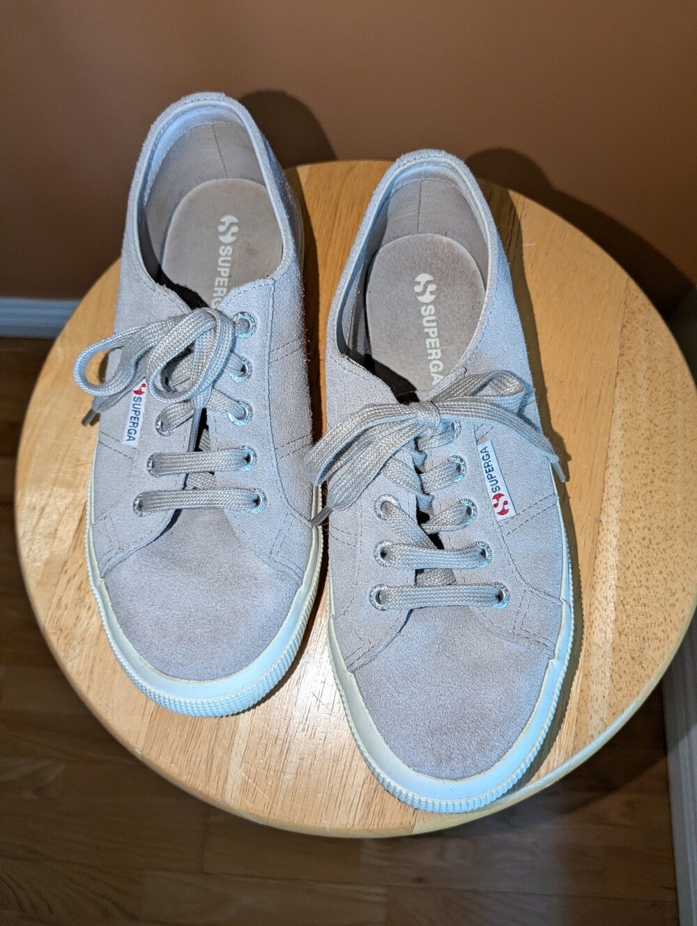 Superga Women's Suede Lace-Up Sneakers in Light Gray Size 38 / US 7.5